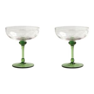 &k amsterdam Coupe Champagneglazen Groen - 2 stuks Champagneglazen